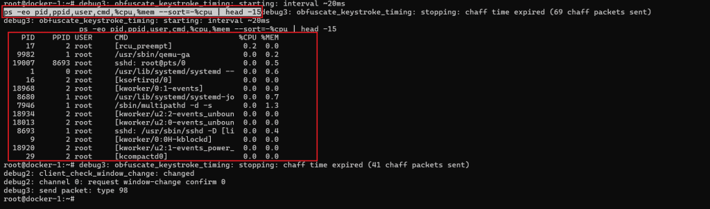 Quick triage output showing the top CPU consuming processes (sorted by %CPU).