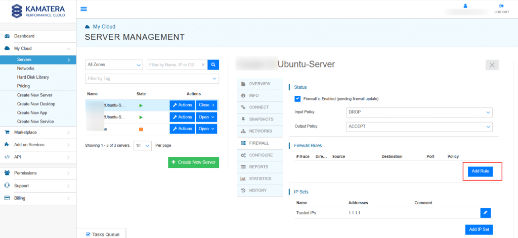 How to Set Up a Firewall on Kamatera