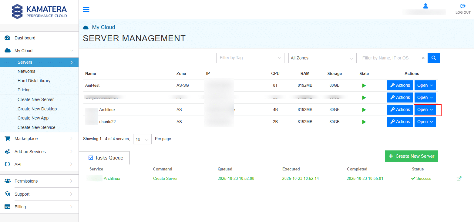 How to install Arch Linux on a Kamatera server