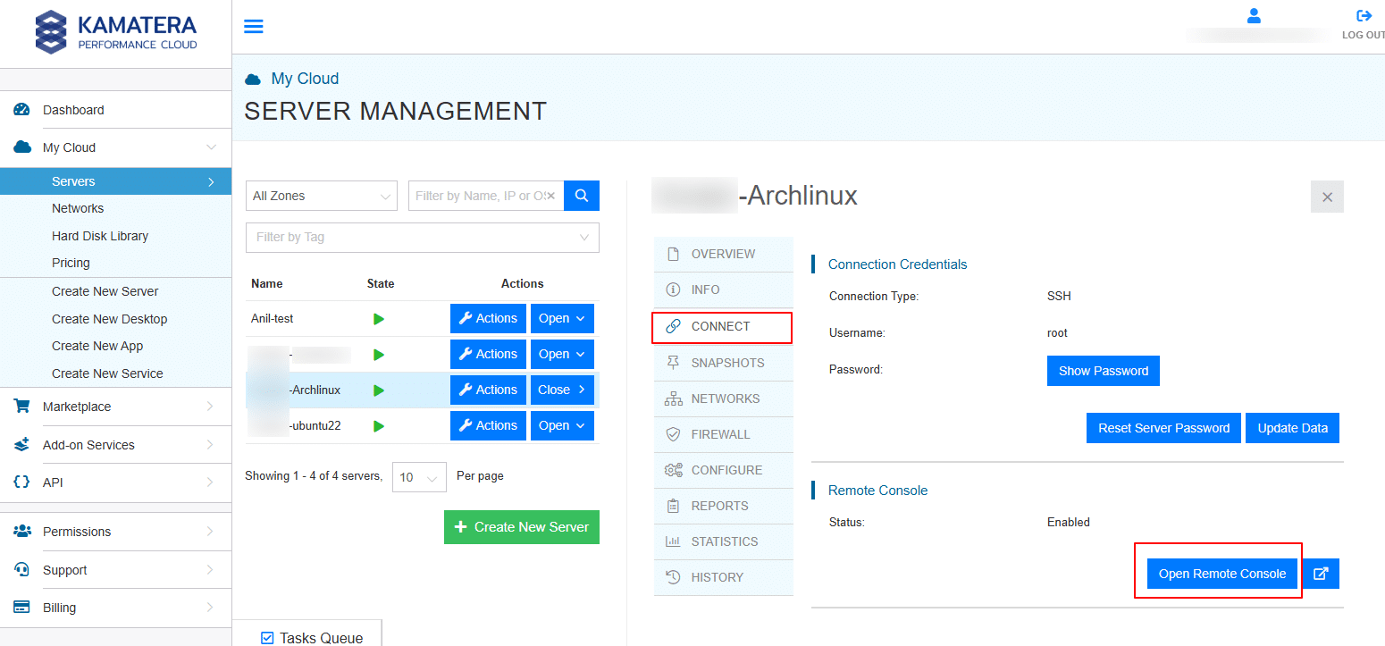 How to install Arch Linux on a Kamatera server