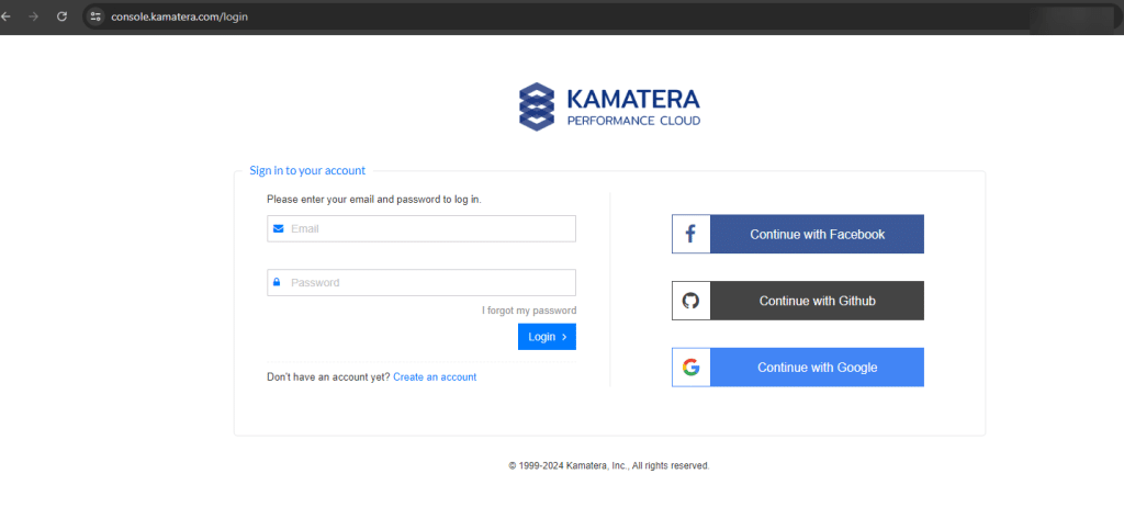 Kamatera console login
